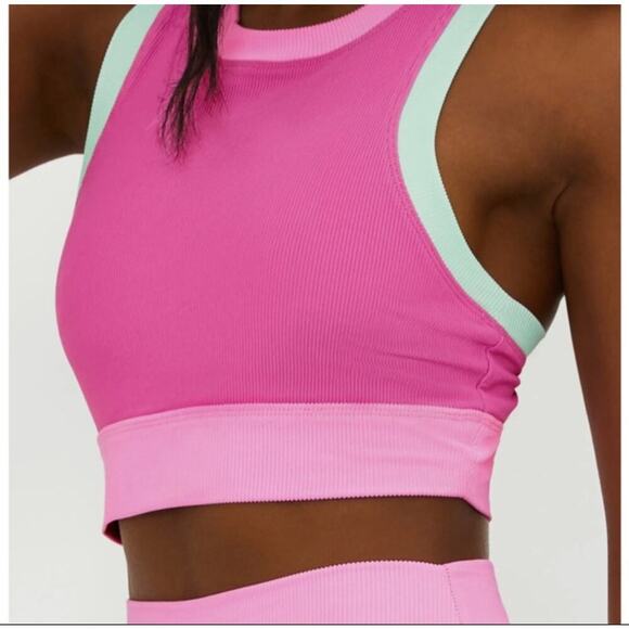 Beach Riot Activewear Top Cropped NWT Bright Pink Women’s Medium - Picture 1 of 5